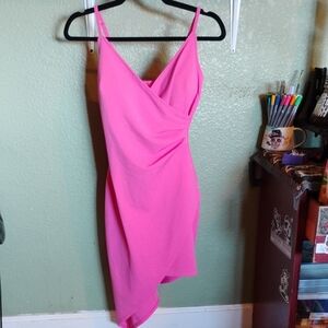 Planet Gold Hot Pink Asymmetrical Dress